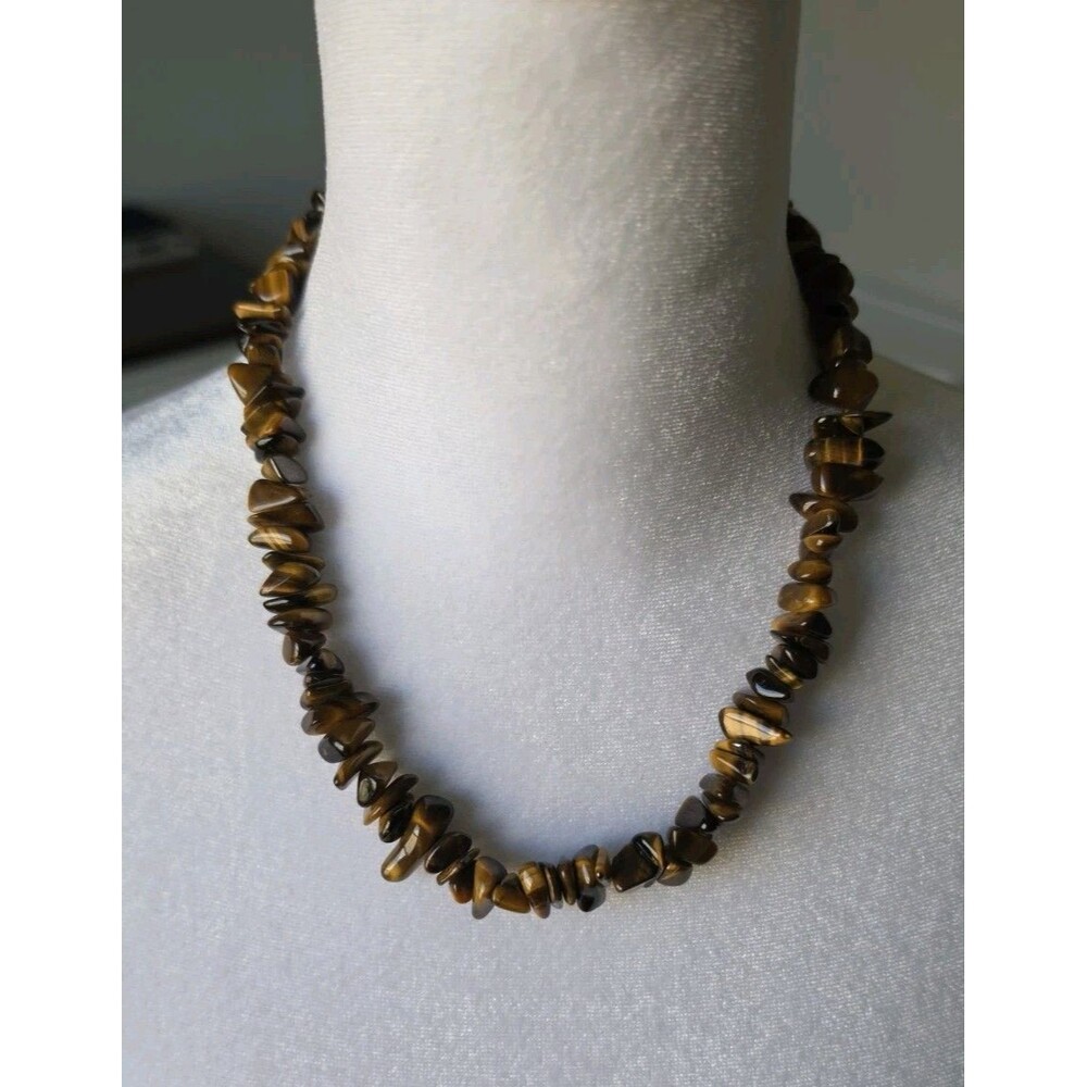 Vintage 18" Tigers Eye 1/4" To 1/2" Nugget Beaded Necklace